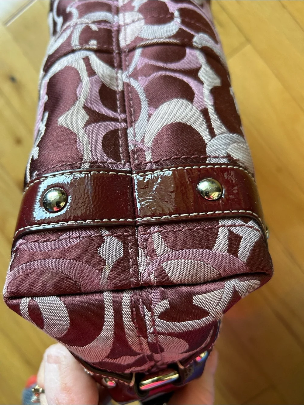 Coach Plum Logo Jacquard Shoulder Bag